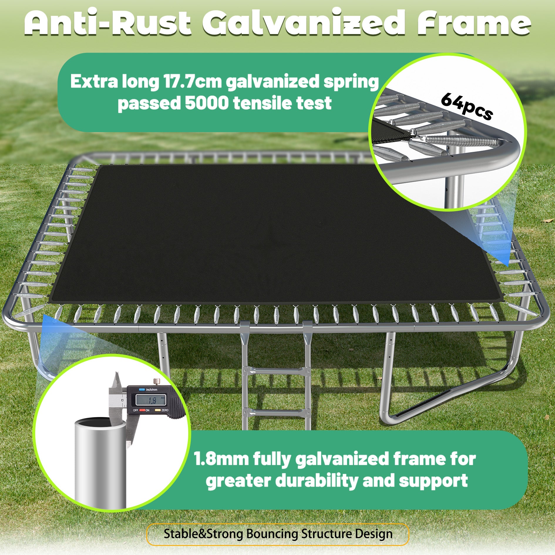 Outdoor Trampoline with Safety Enclosure Net for Kids, Rectangle, 7*10ft