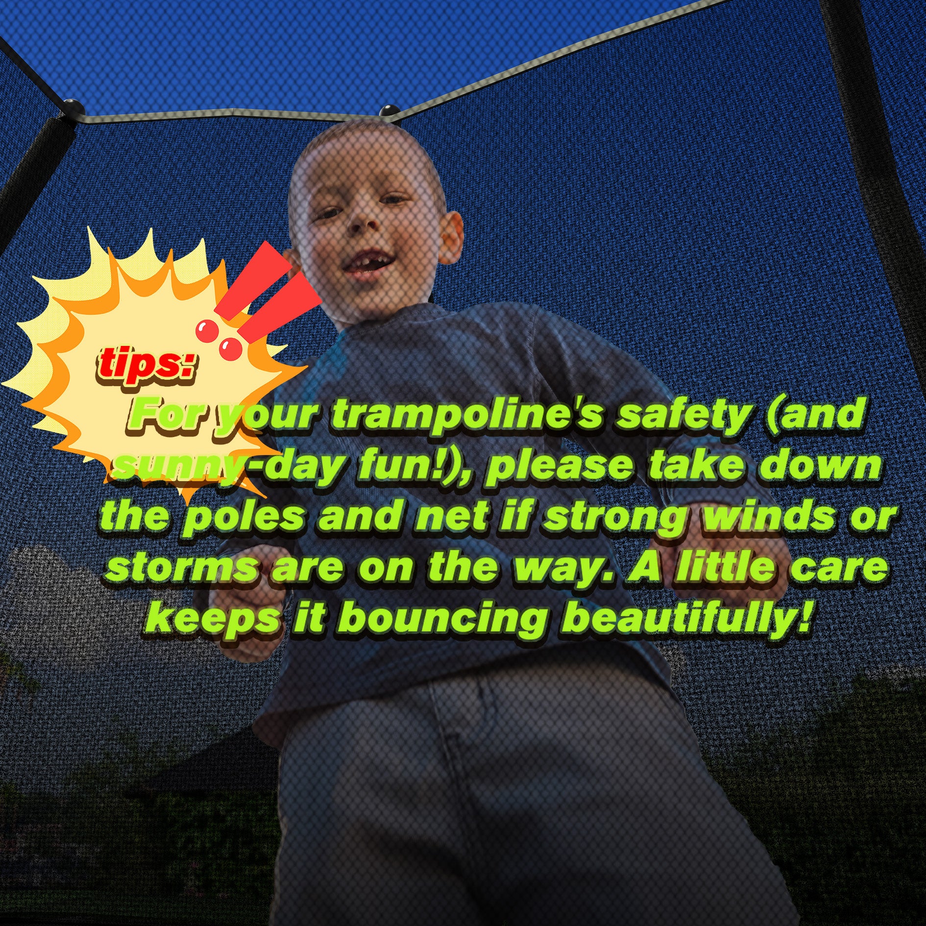 Outdoor Trampoline with Safety Enclosure Net for Kids, Rectangle, 7*10ft
