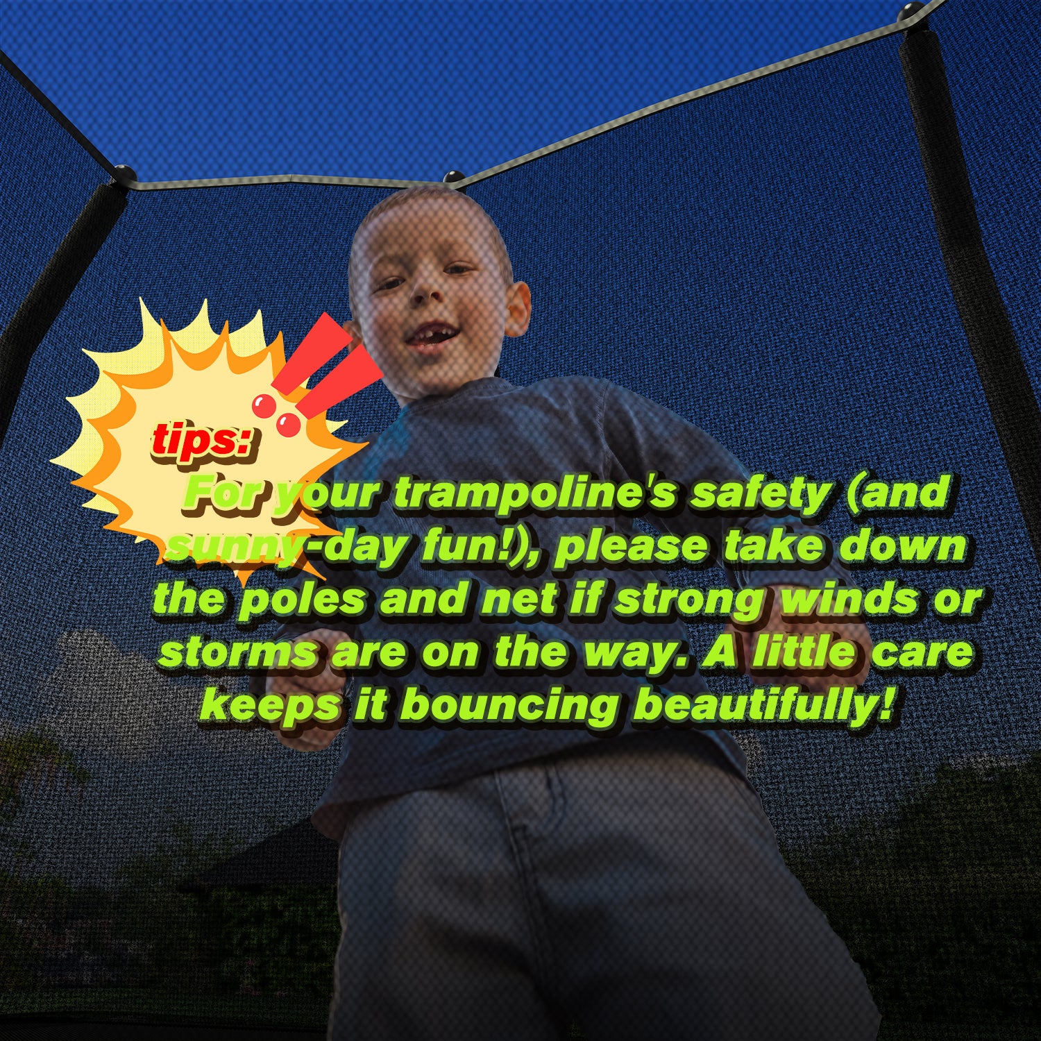 8FT x 11FT Rectangle Outdoor Trampoline, with Safety Enclosure Net