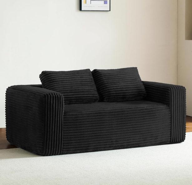Boneless Deep Seat 2-Seater, No Assembly Foam Floor Couch, Plush Cordu