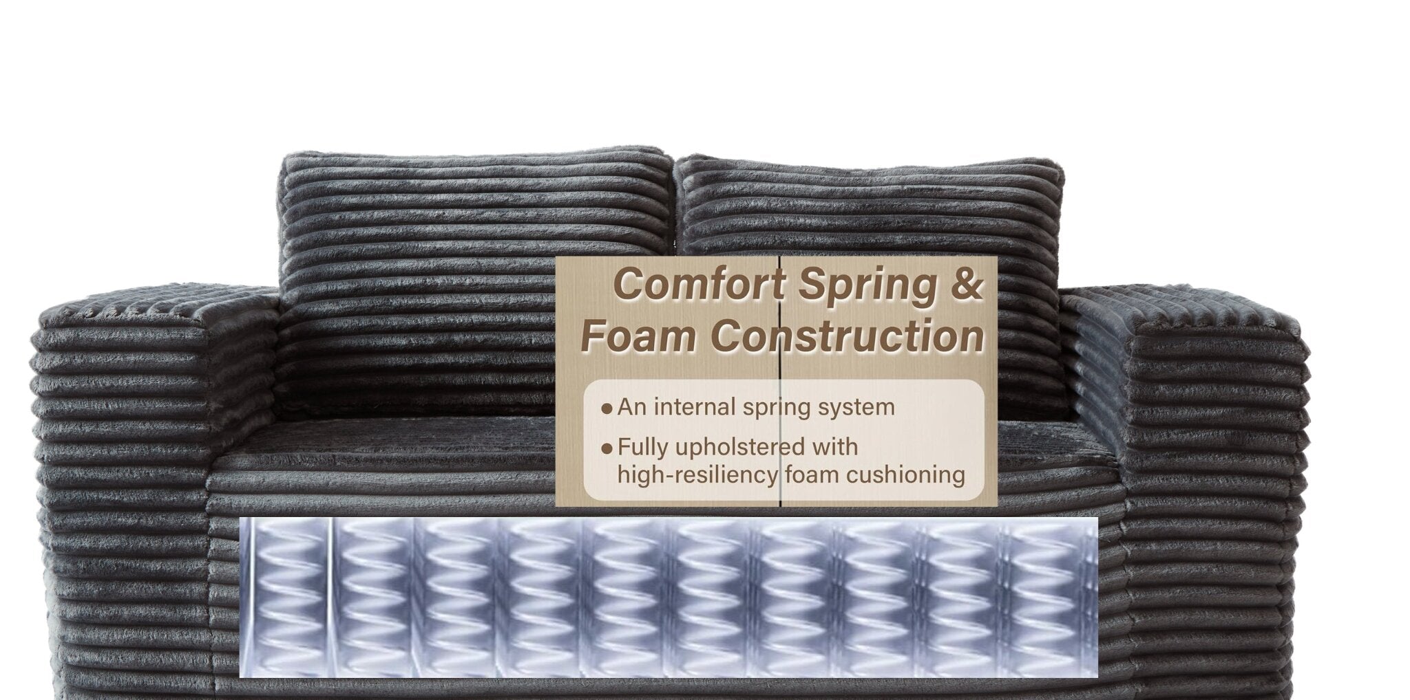 Boneless Deep Seat 2-Seater, No Assembly Foam Floor Couch, Plush Cordu