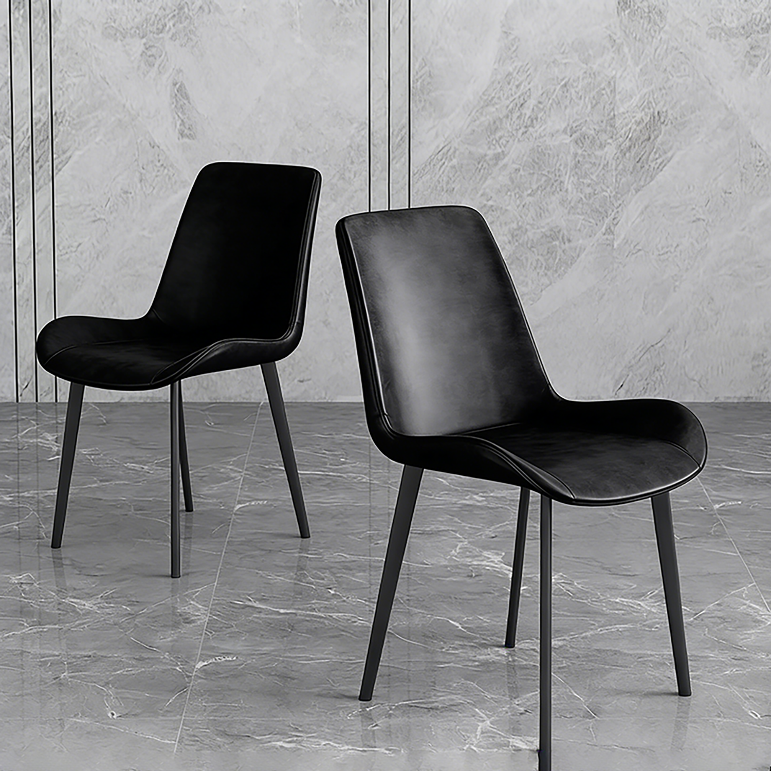 2 Pieces Nordic Style Leather Chairs