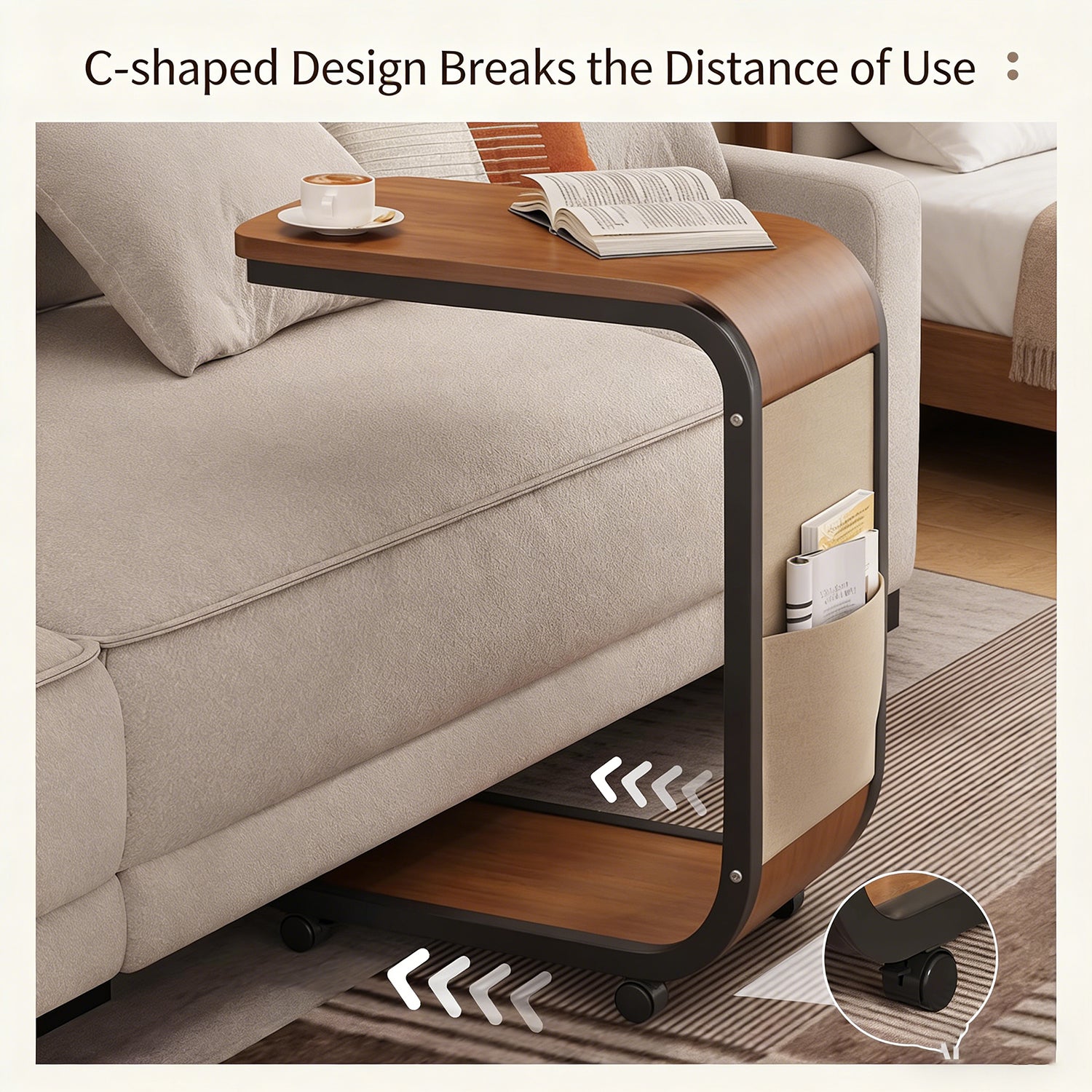 Mobile Side Table for Living Room & Nightstand