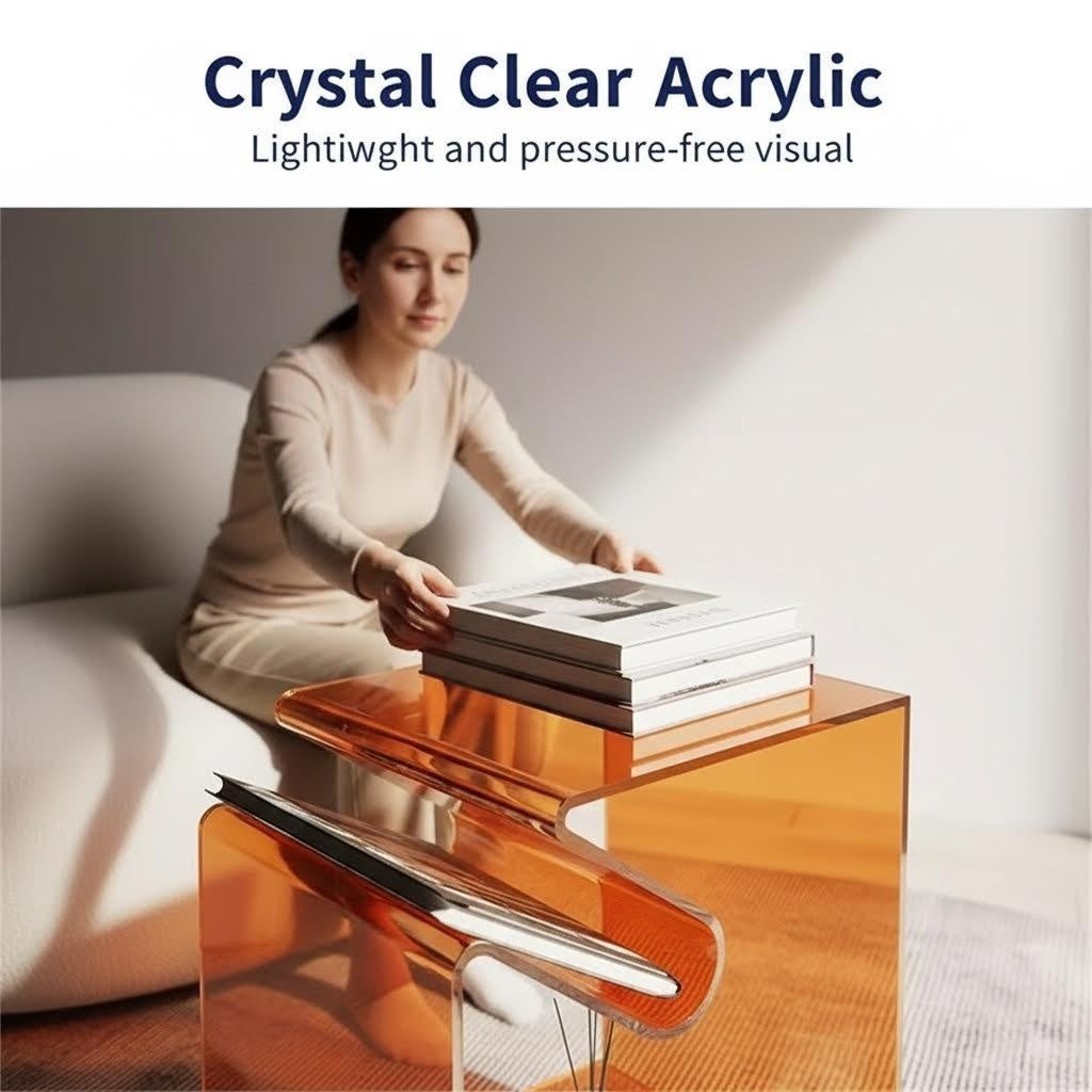 Acrylic Side Table,Bedside Table Nightstand for Bedroom Living Room