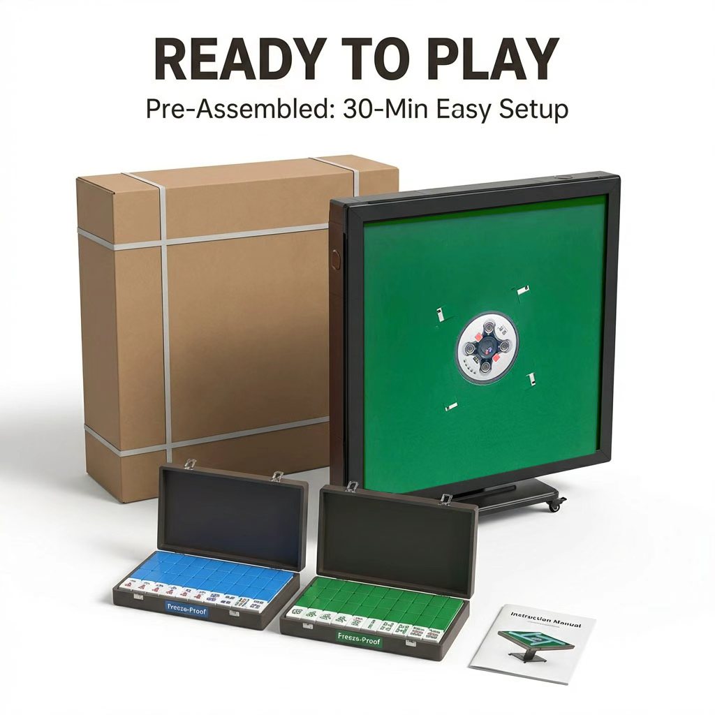 Automatic Mahjong Table 42mm 144 Mahjong Tiles {Green Blue}