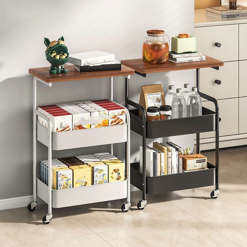 2-Tier Rolling Storage Cart Coffee Table Side Table
