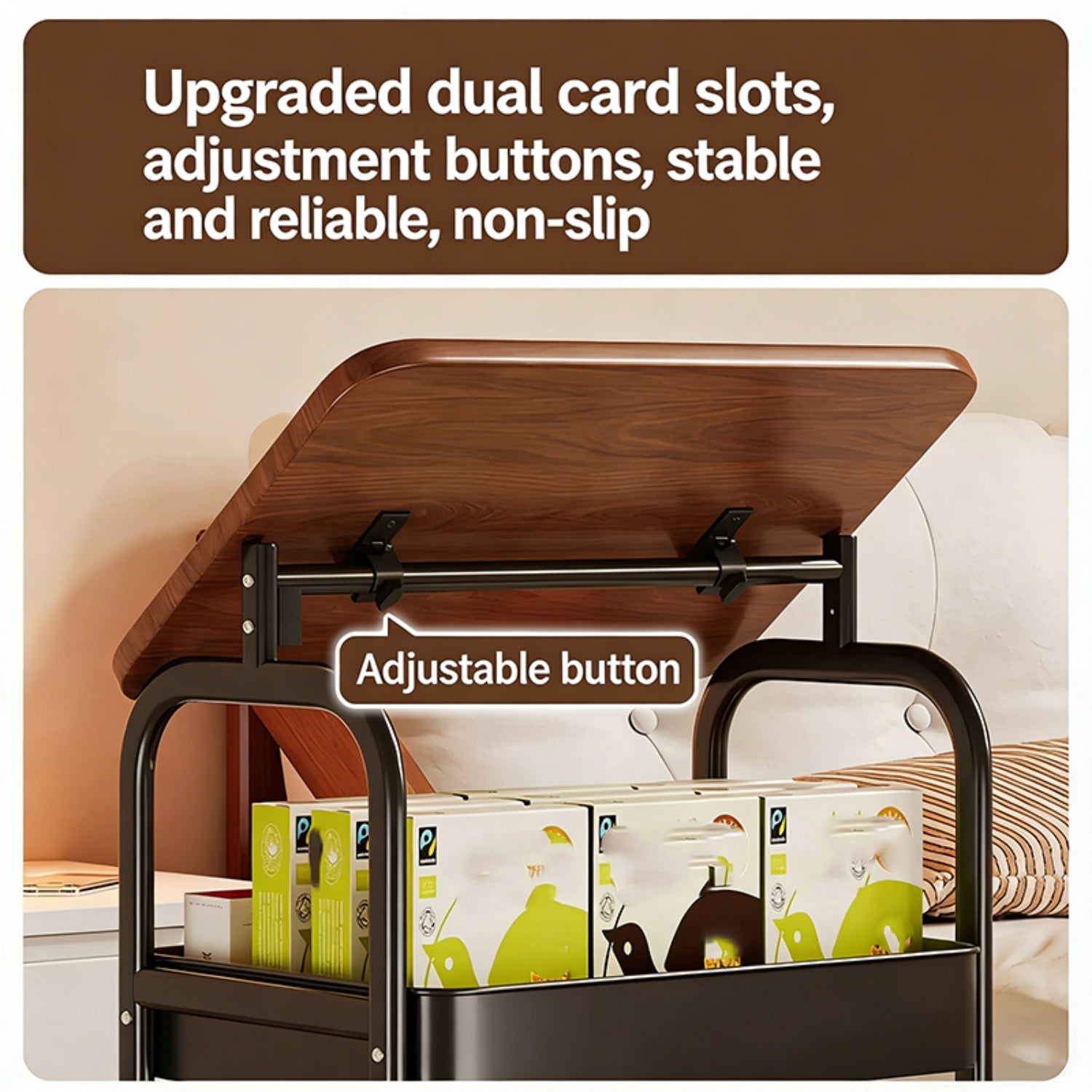 Mobile flip type handcart side table storage rack