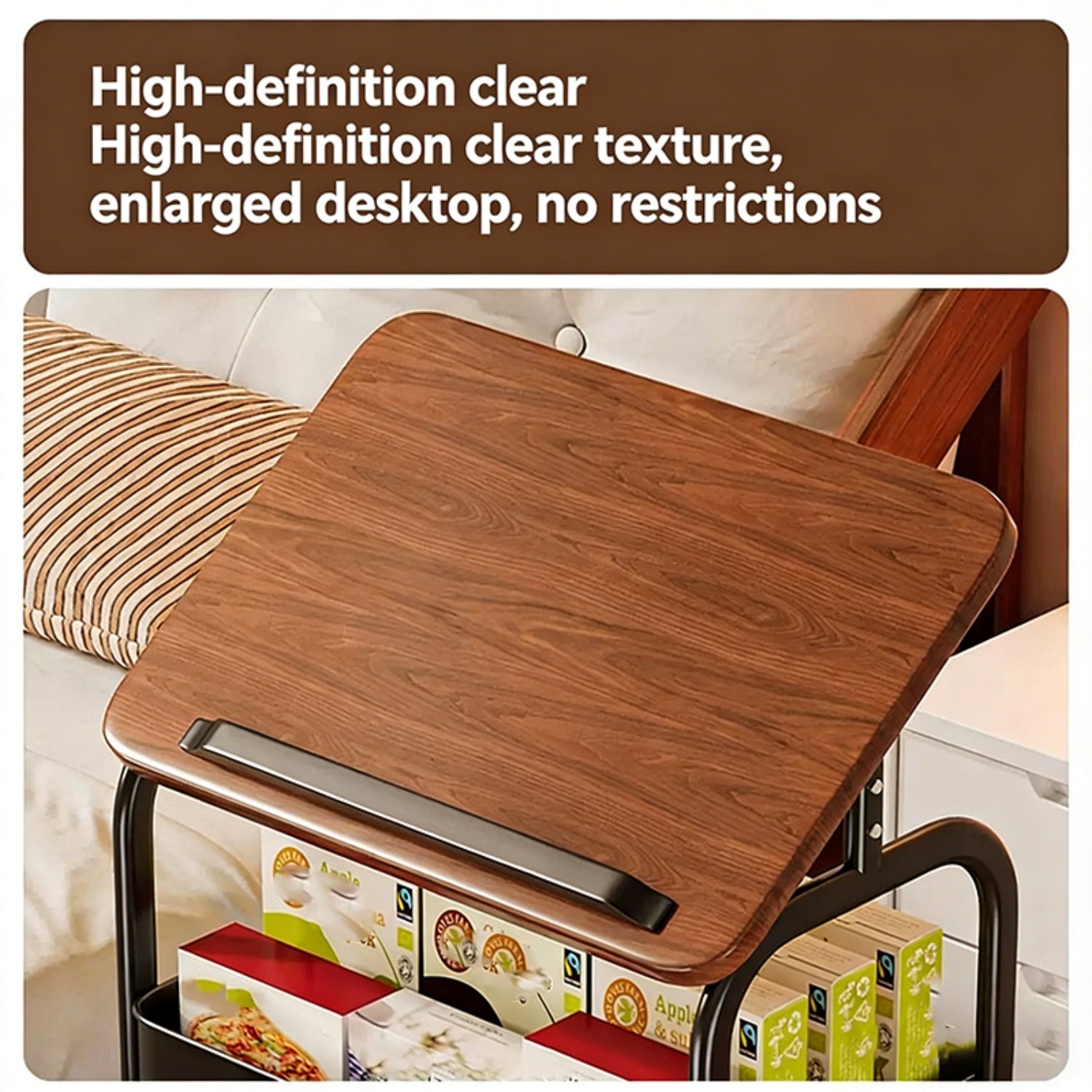 Mobile flip type handcart side table storage rack