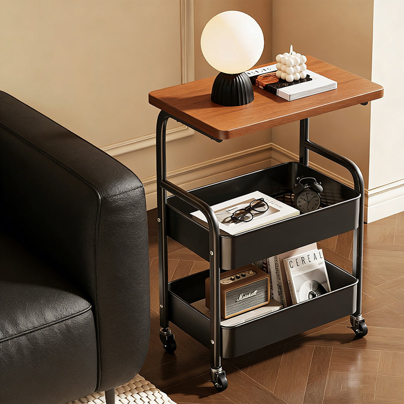 2-Tier Rolling Storage Cart Coffee Table Side Table