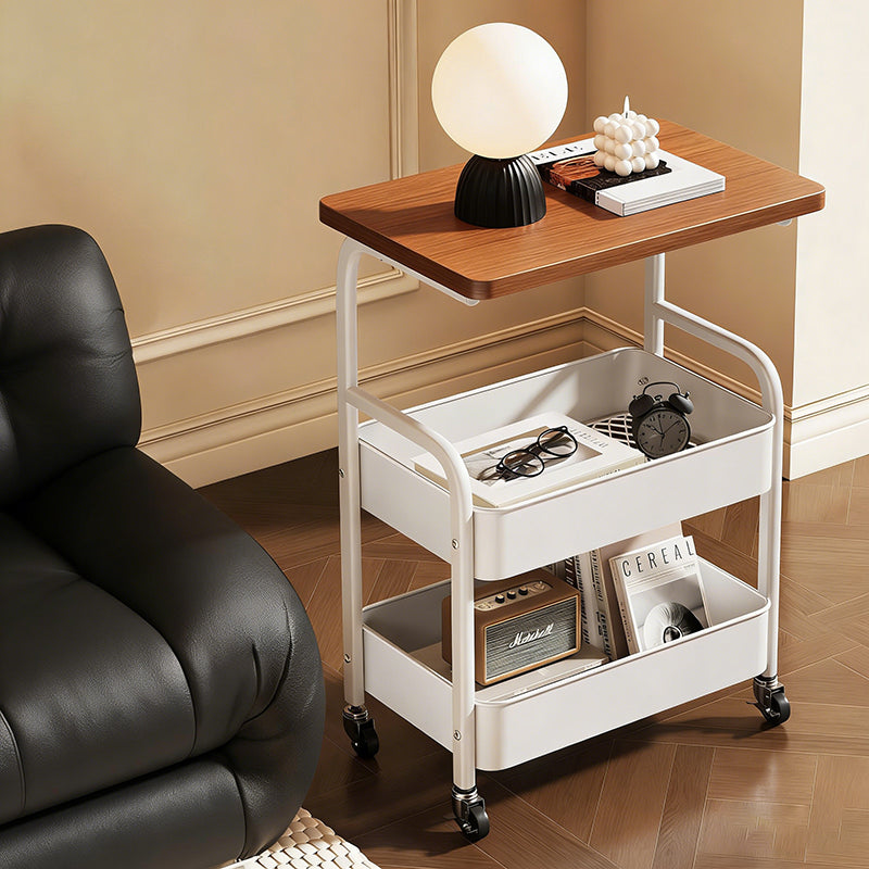 2-Tier Rolling Storage Cart Coffee Table Side Table