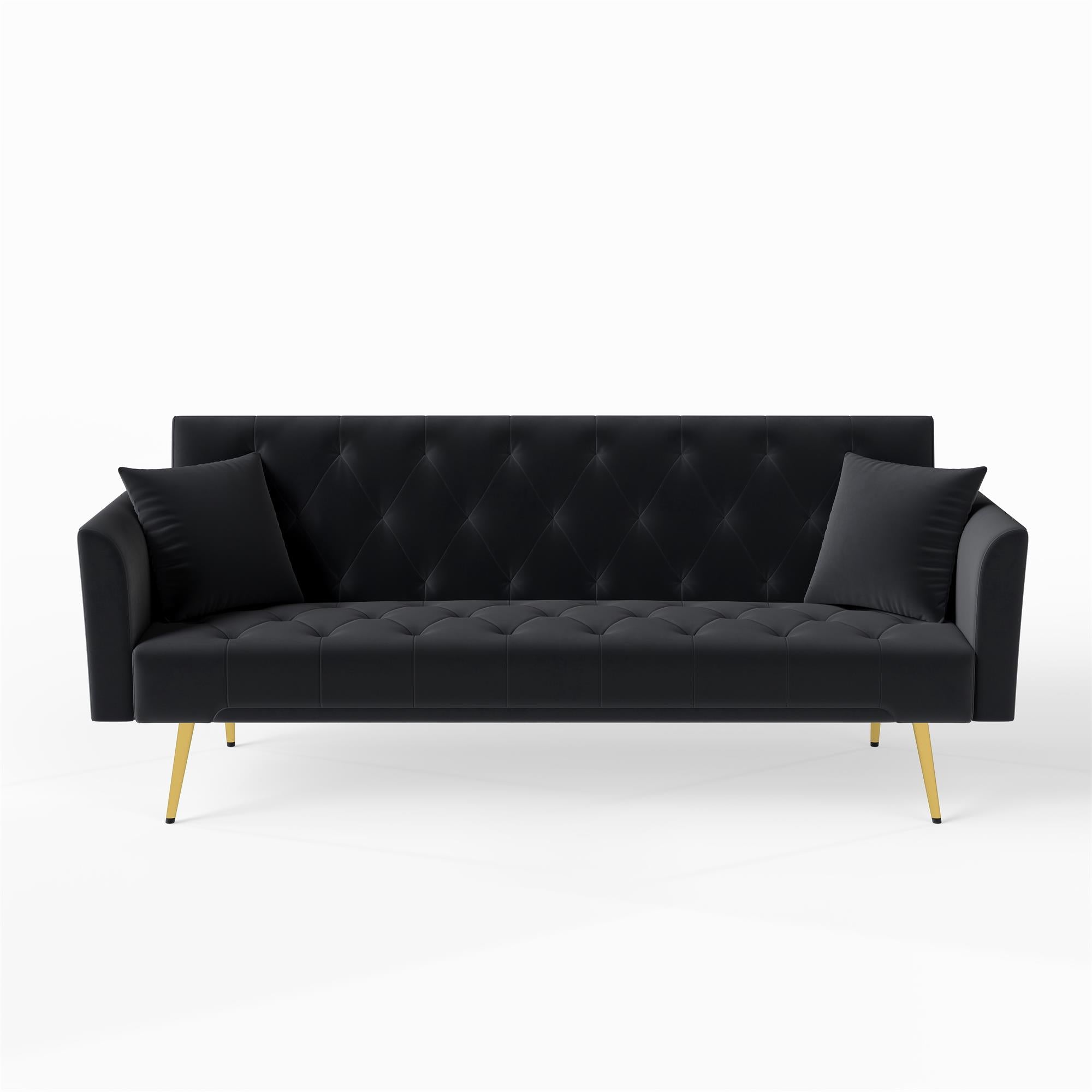 Modern convertible 72 inch foldable sleeper sofa with tufted