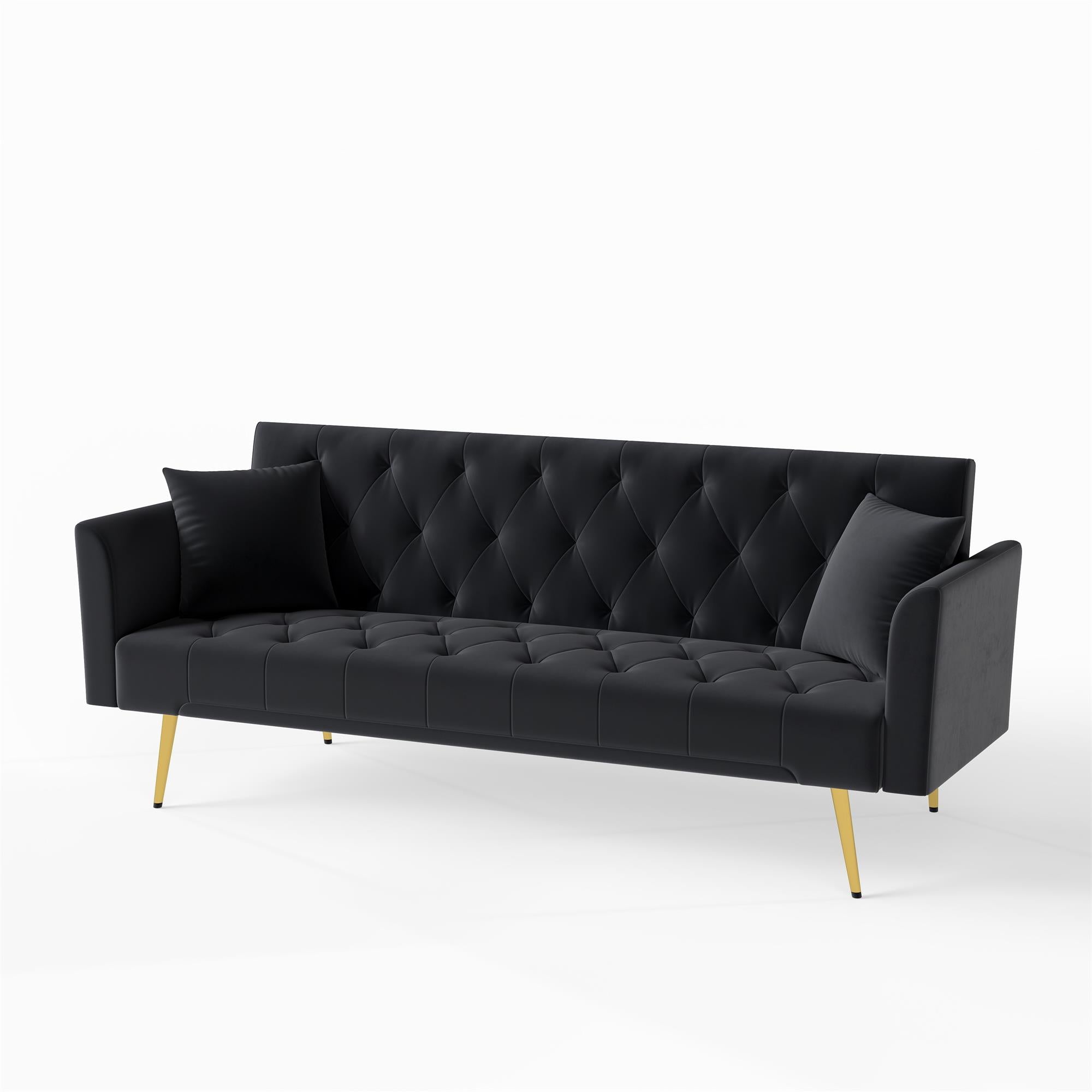 Modern convertible 72 inch foldable sleeper sofa with tufted