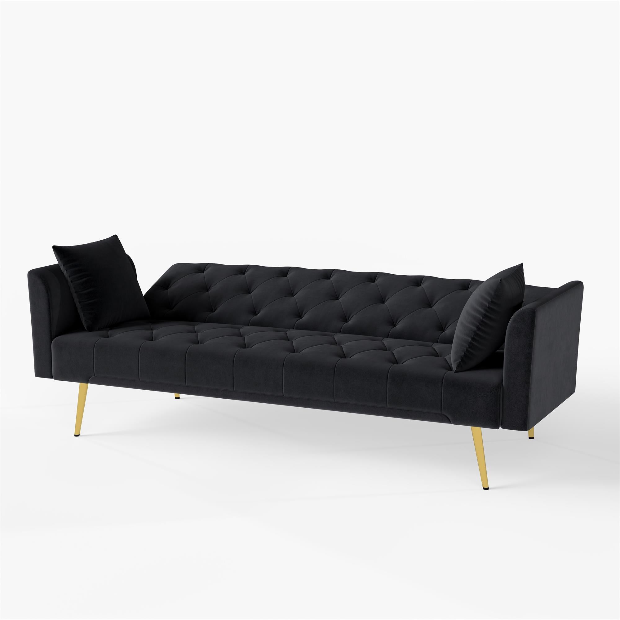 Modern convertible 72 inch foldable sleeper sofa with tufted