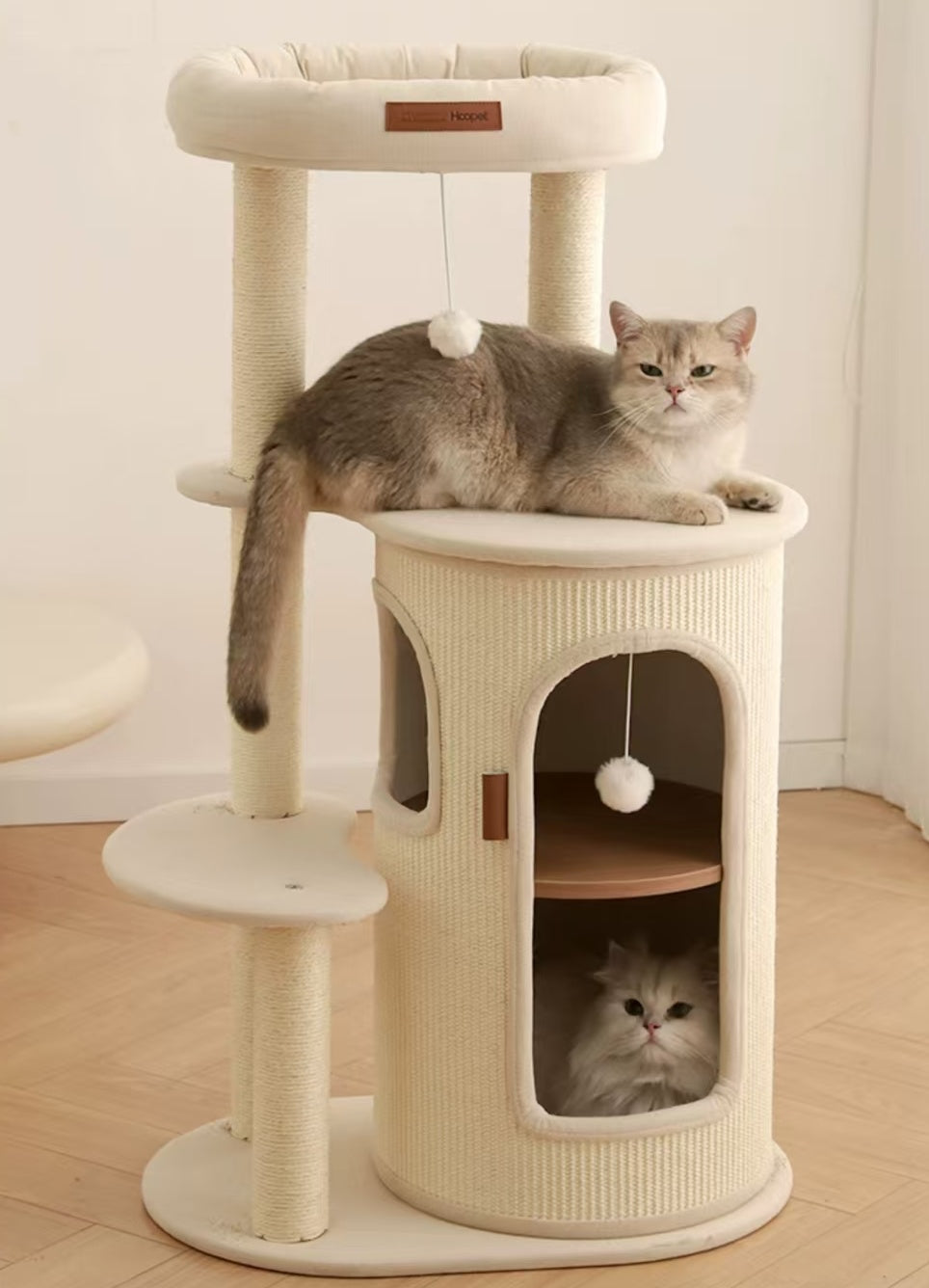 Multi-Layer Cat Tree with Scratching Post & Cat Bed, 2-in-1 Cat Tower