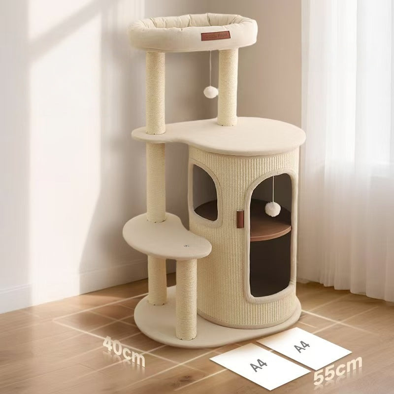 Multi-Layer Cat Tree with Scratching Post & Cat Bed, 2-in-1 Cat Tower