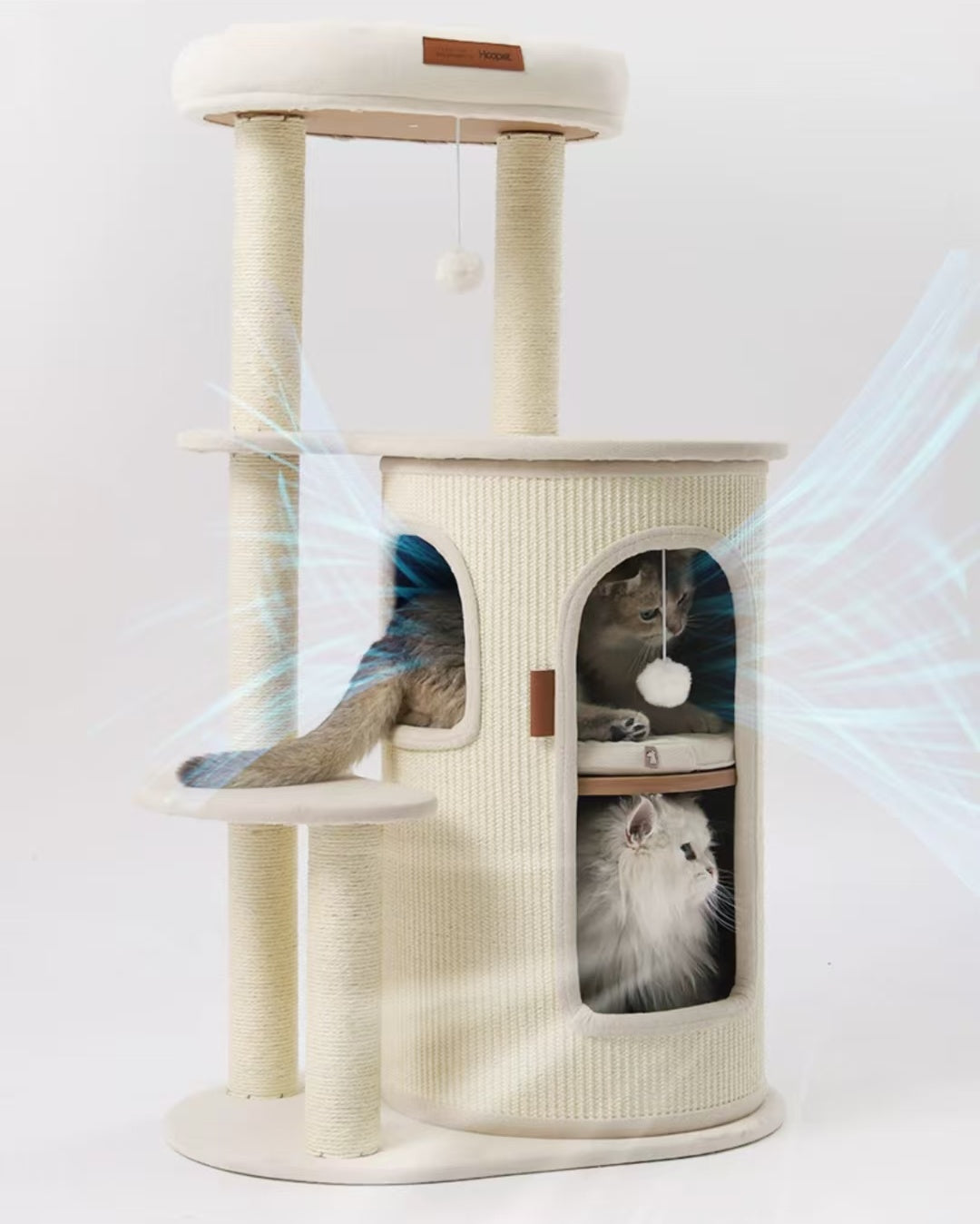 Multi-Layer Cat Tree with Scratching Post & Cat Bed, 2-in-1 Cat Tower