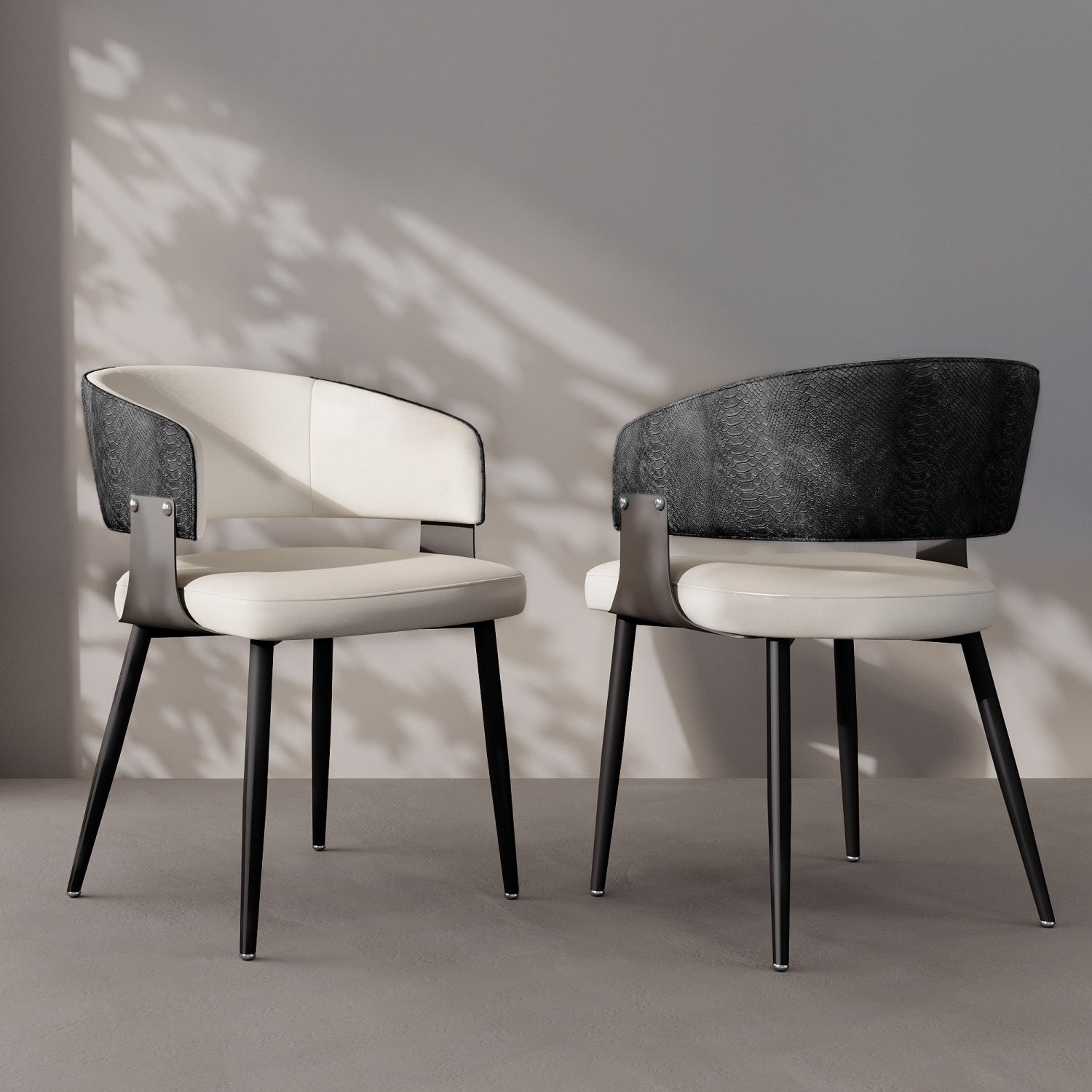 Modern Dining Chairs Set Microfiber Leather Kitchen Chairs Wide Seat