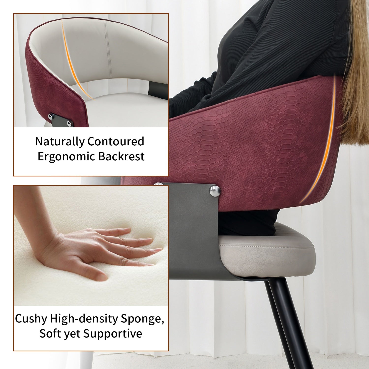 Modern Dining Chairs Set Microfiber Leather Kitchen Chairs Wide Seat