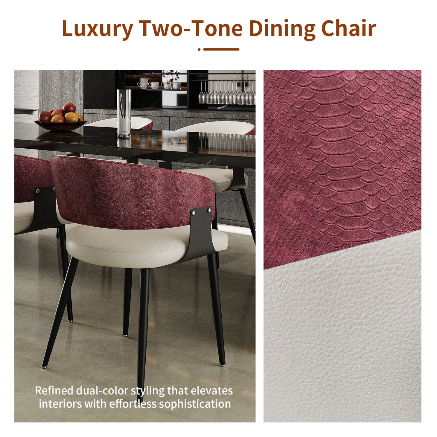 Modern Dining Chairs Set Microfiber Leather Kitchen Chairs Wide Seat