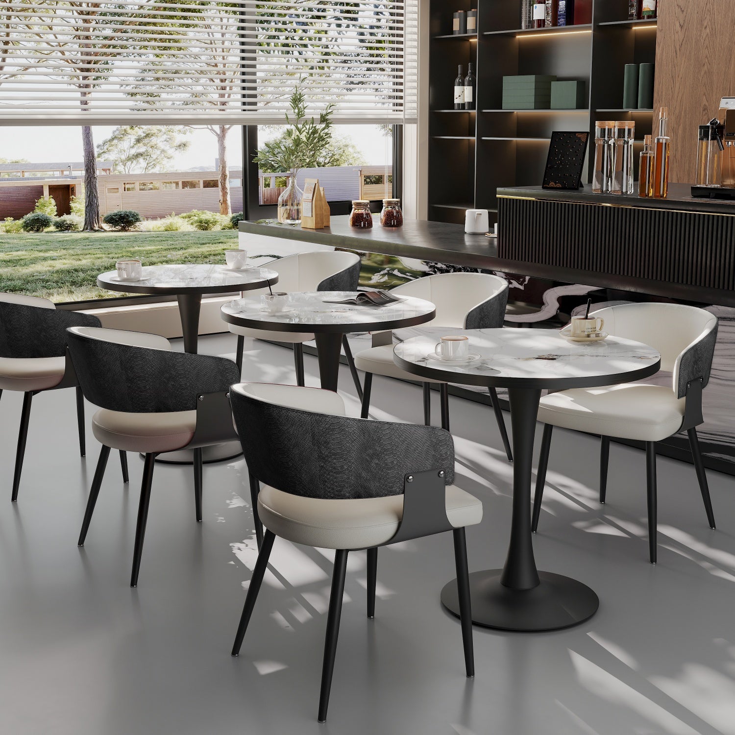 Modern Dining Chairs Set Microfiber Leather Kitchen Chairs Wide Seat