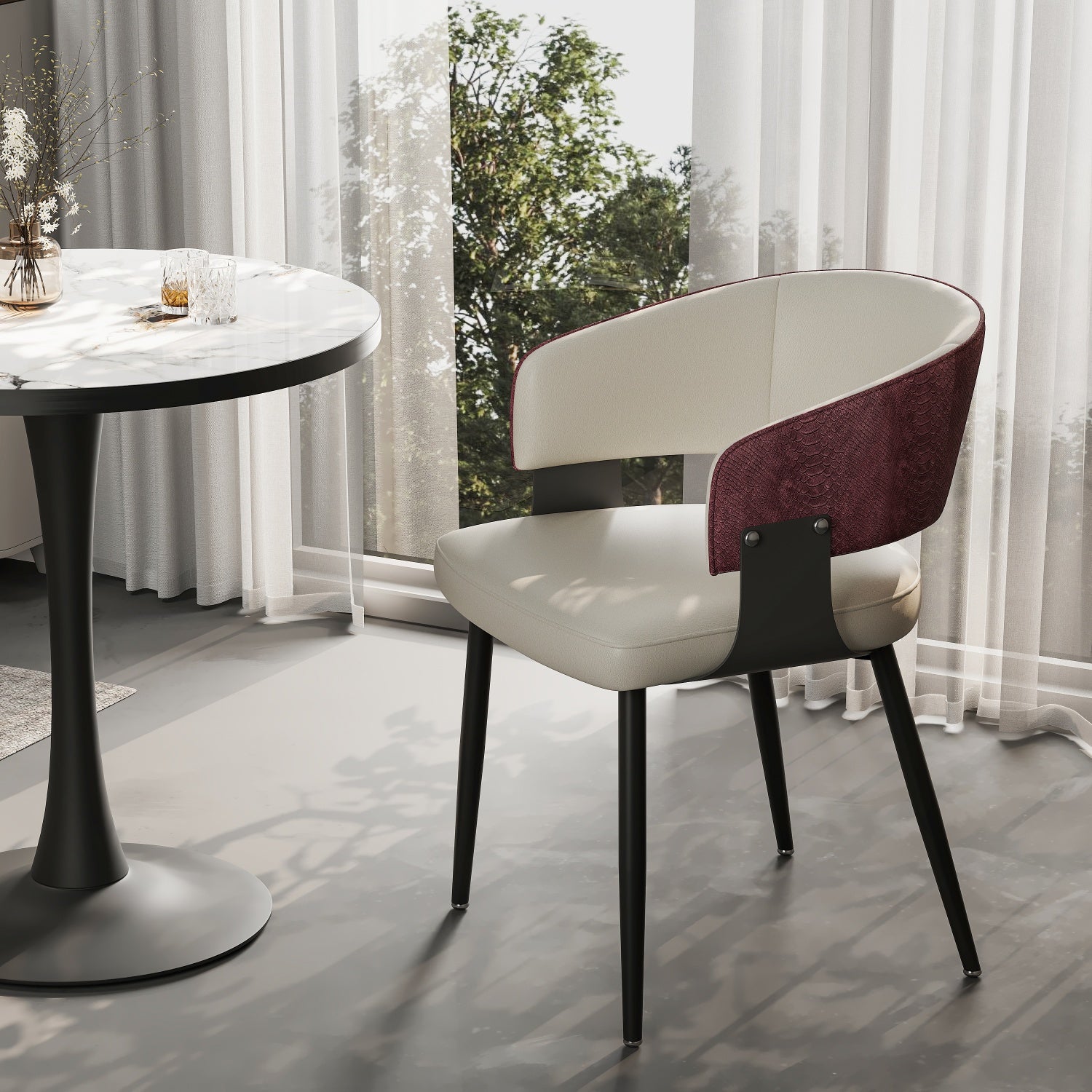 Modern Dining Chairs Set Microfiber Leather Kitchen Chairs Wide Seat