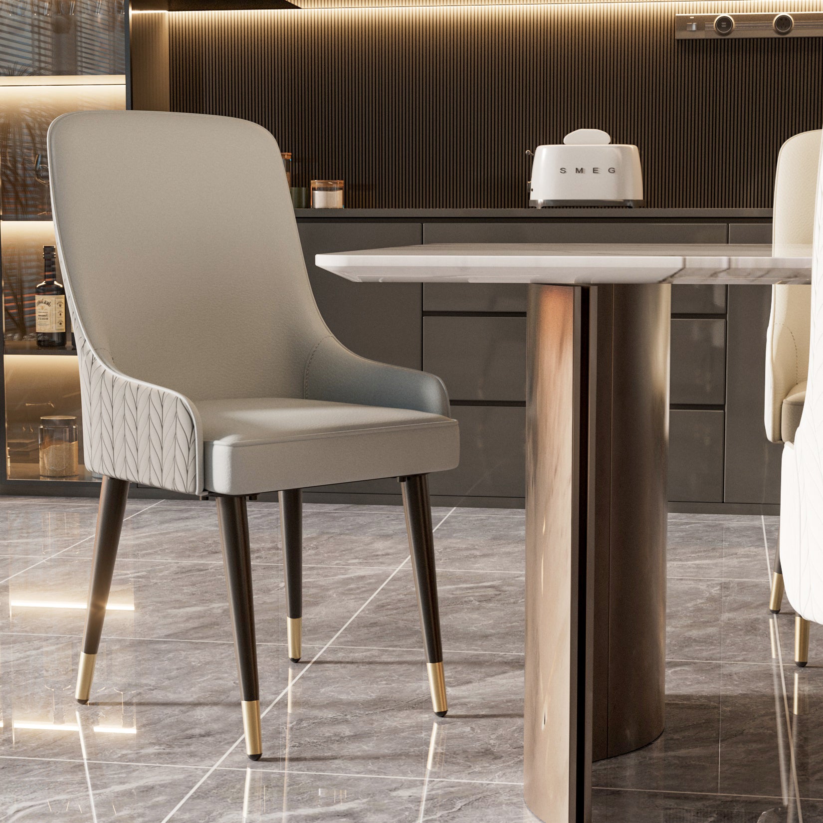 2PCS Dining Chairs Microfiber Silicone Leather Kitchen Dining Chairs