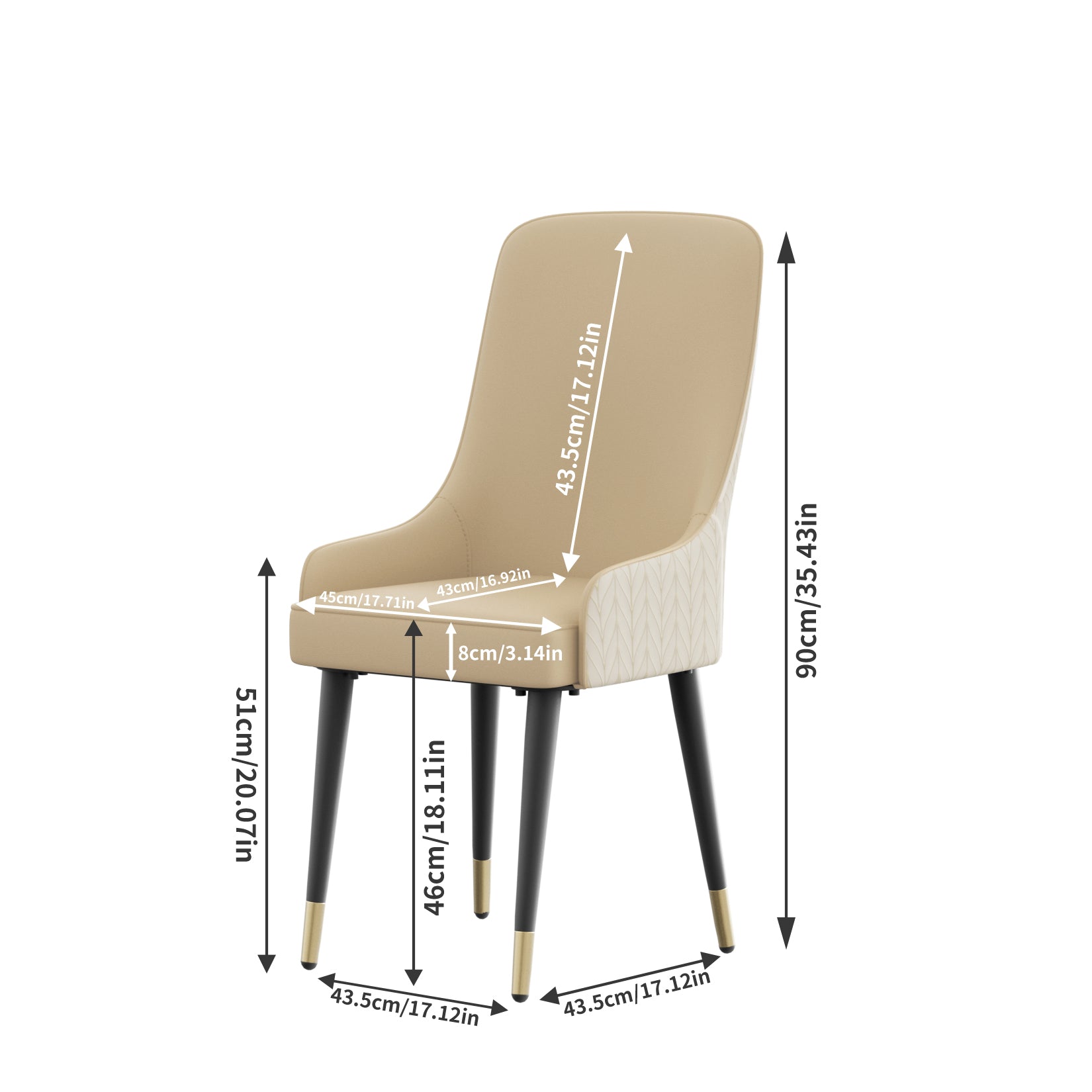 2PCS Dining Chairs Microfiber Silicone Leather Kitchen Dining Chairs