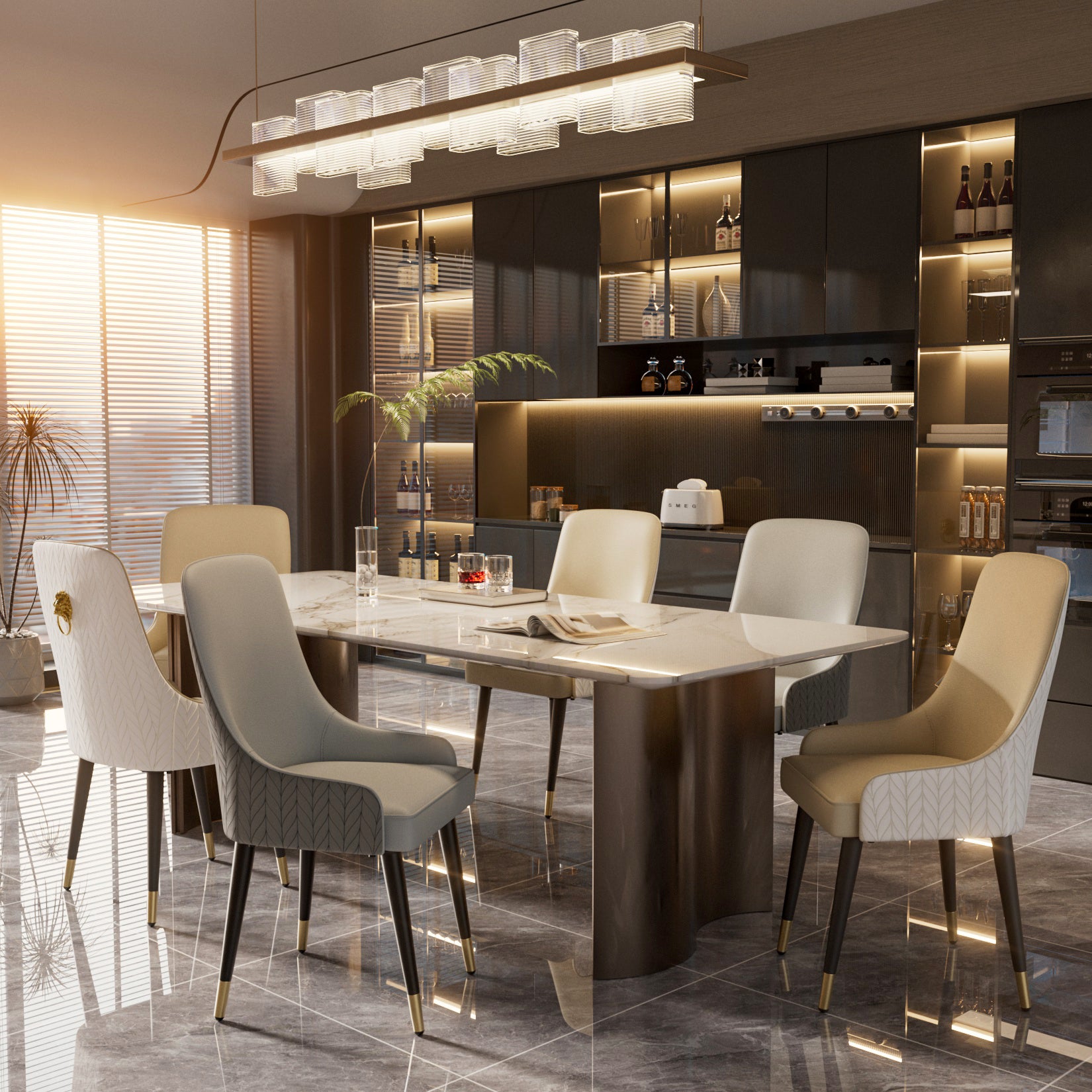 2PCS Dining Chairs Microfiber Silicone Leather Kitchen Dining Chairs