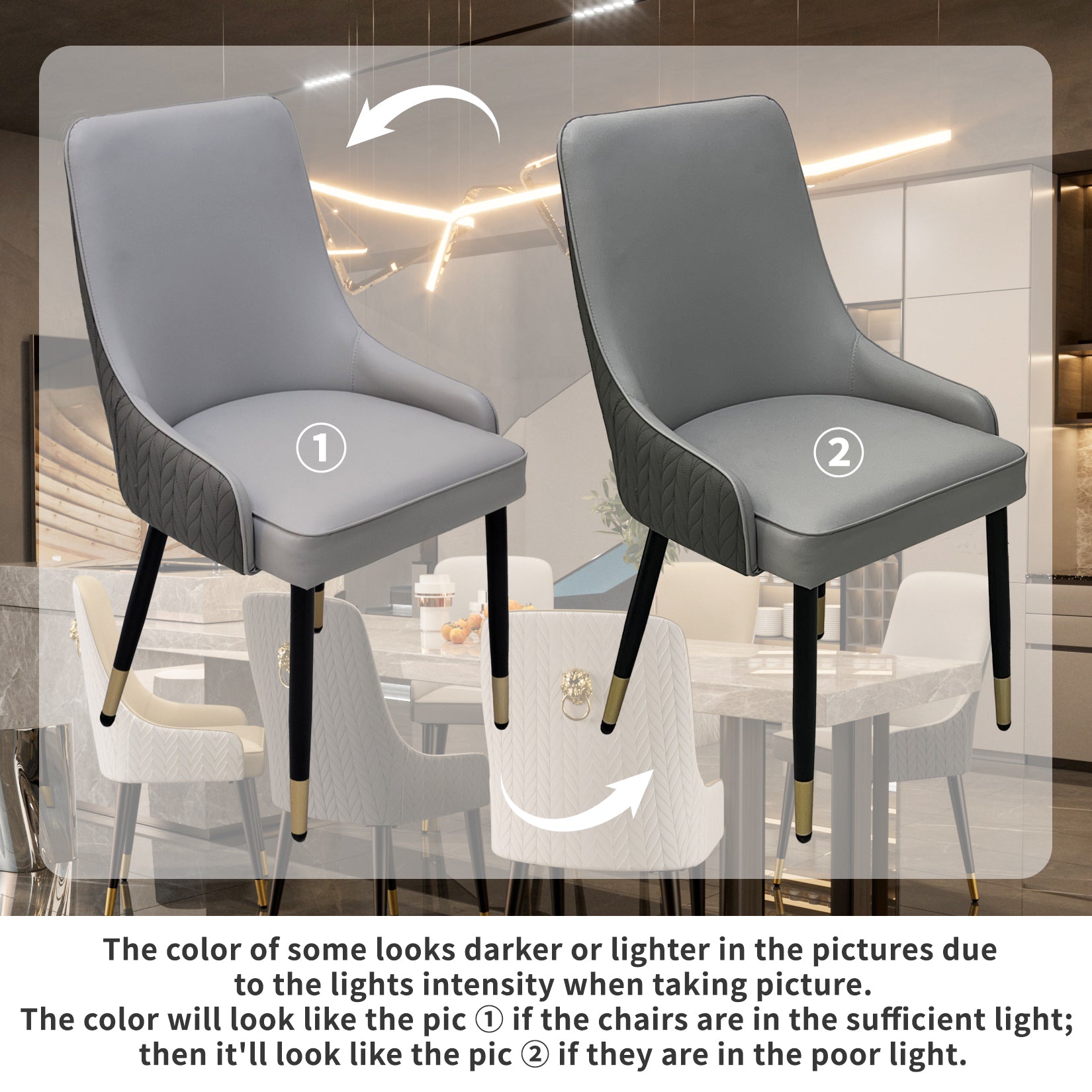 2PCS Dining Chairs Microfiber Silicone Leather Kitchen Dining Chairs