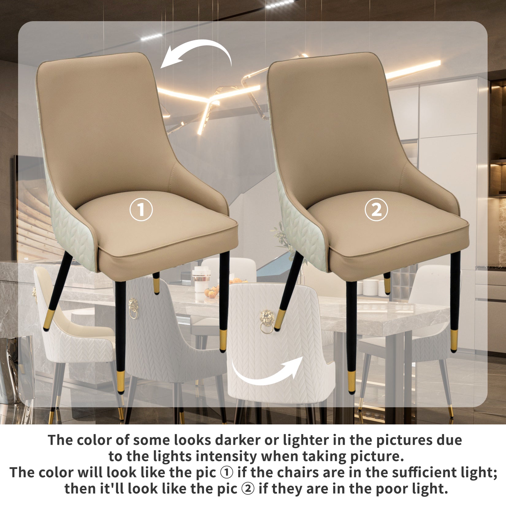 2PCS Dining Chairs Microfiber Silicone Leather Kitchen Dining Chairs