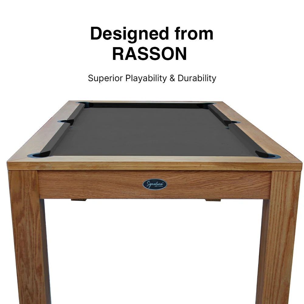 RASSON P4 English Pool Table with Dining Top, Solid Wood, 7ft