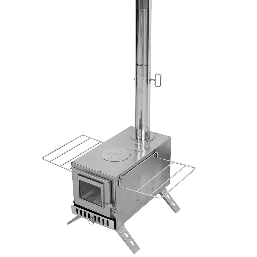 Stainless Steel Wood Stove Wood Burning Stove w/ Elbow Pipe