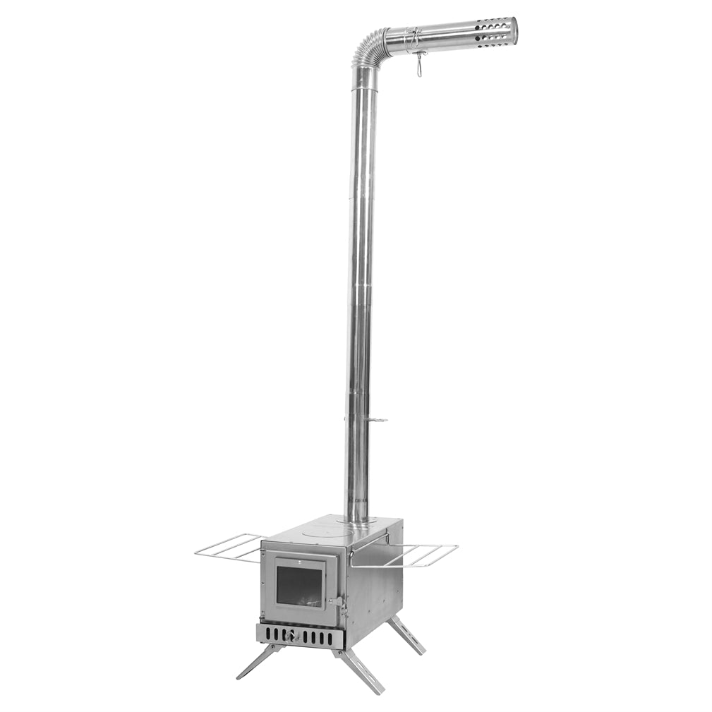 Stainless Steel Wood Stove Wood Burning Stove w/ Elbow Pipe