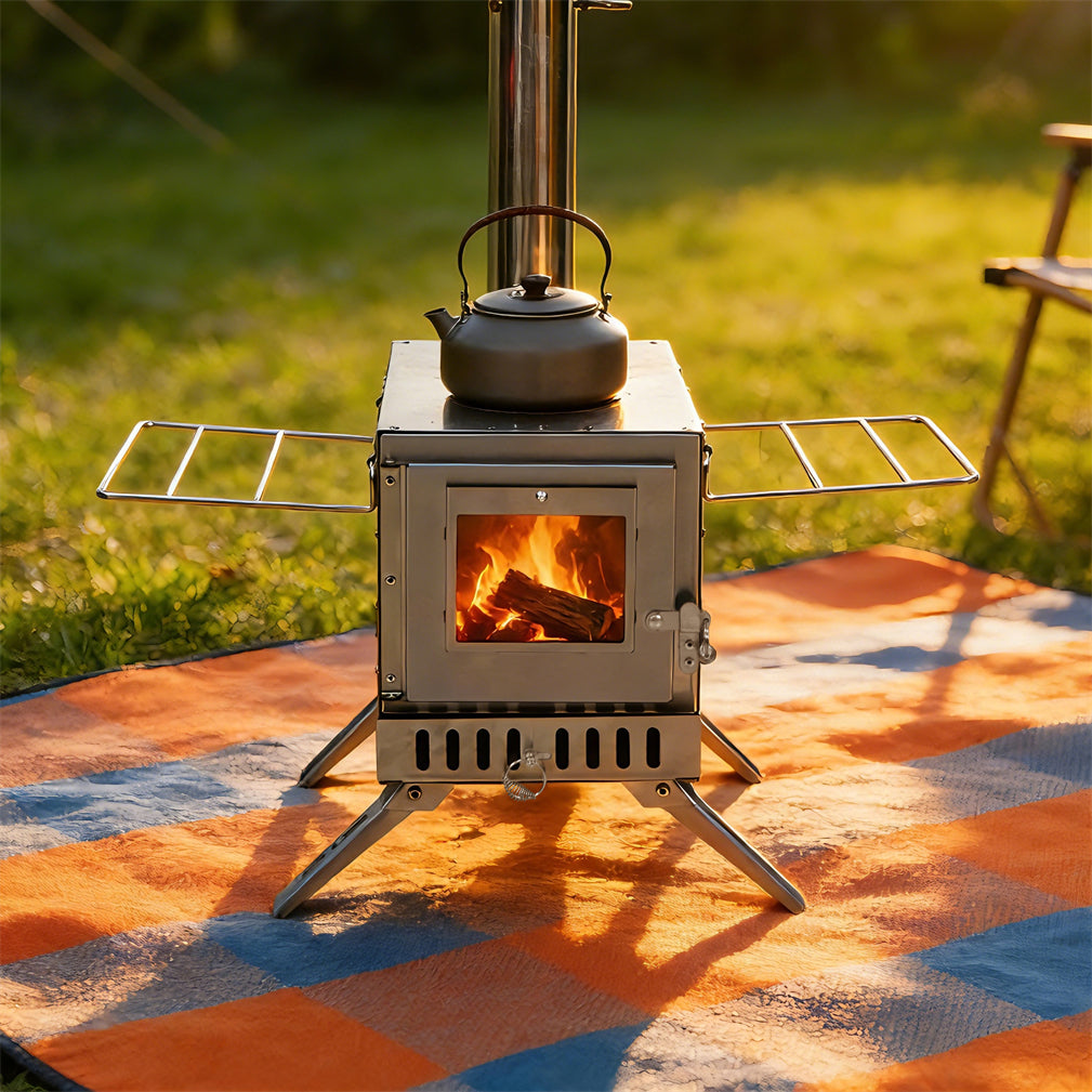 Stainless Steel Wood Stove Wood Burning Stove w/ Elbow Pipe