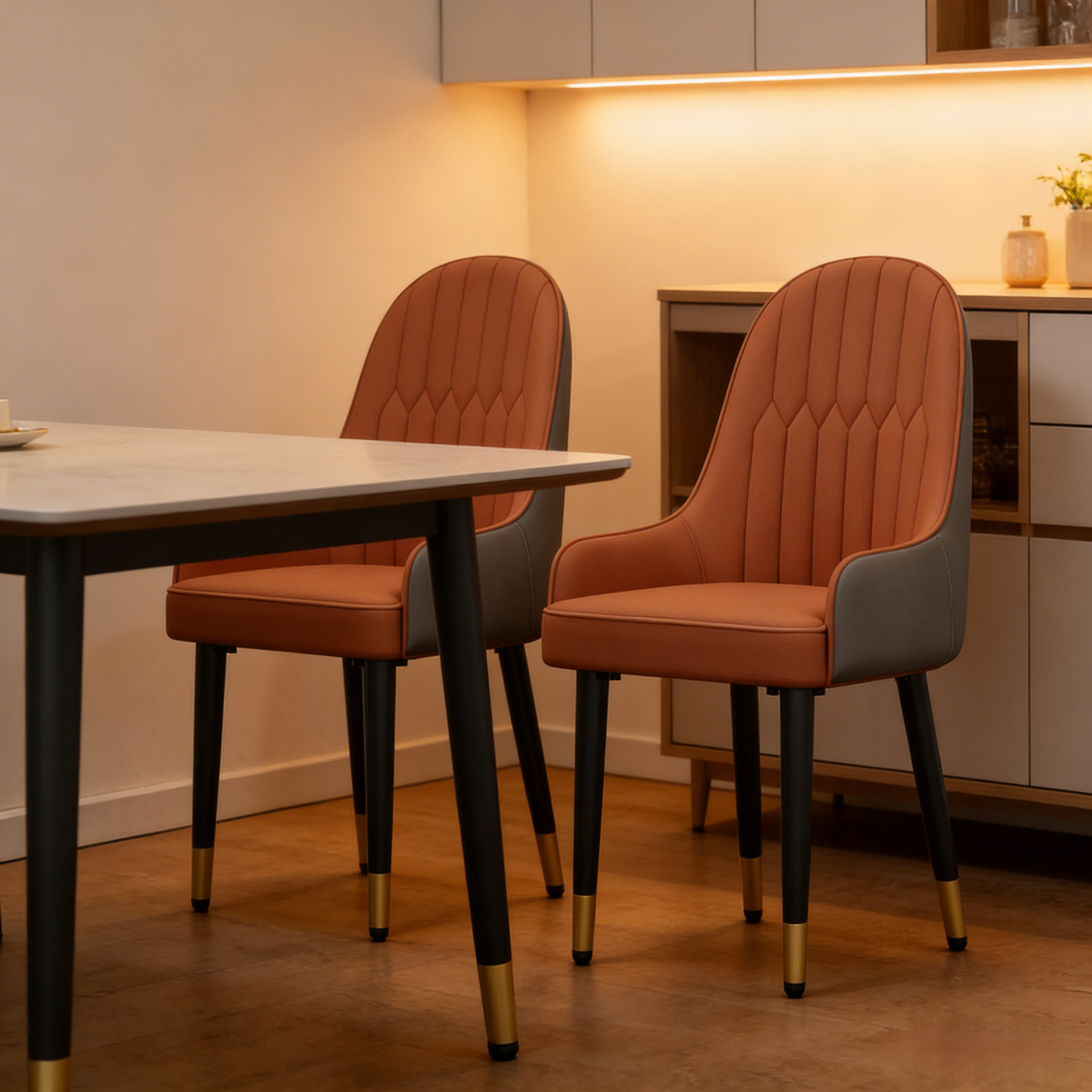 Modern Dining Chairs Set of 2 Leather Dining Room Kitchen Accent Chair