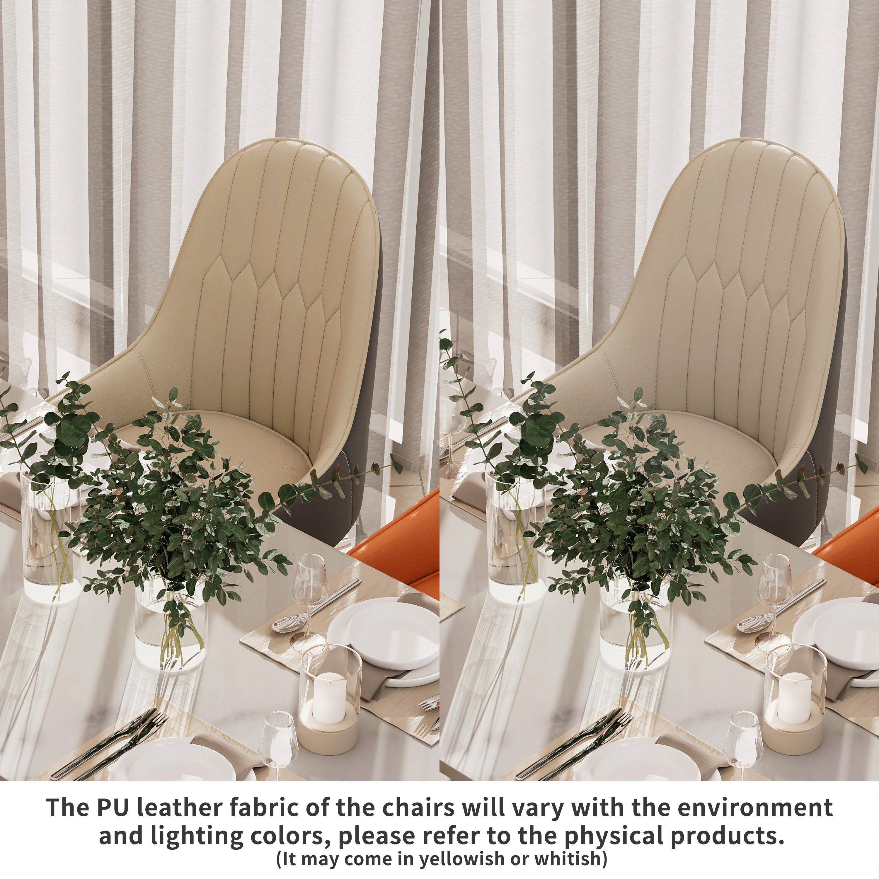 Modern Dining Chairs Set of 2 Leather Dining Room Kitchen Accent Chair