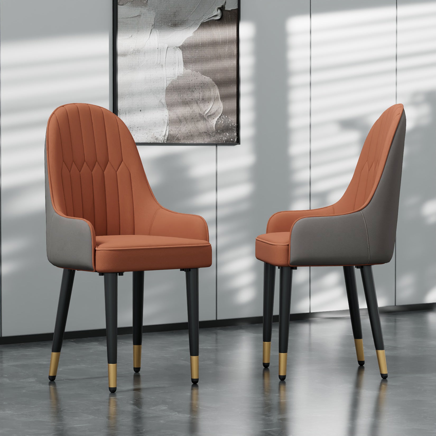 Modern Dining Chairs Set of 2 Leather Dining Room Kitchen Accent Chair