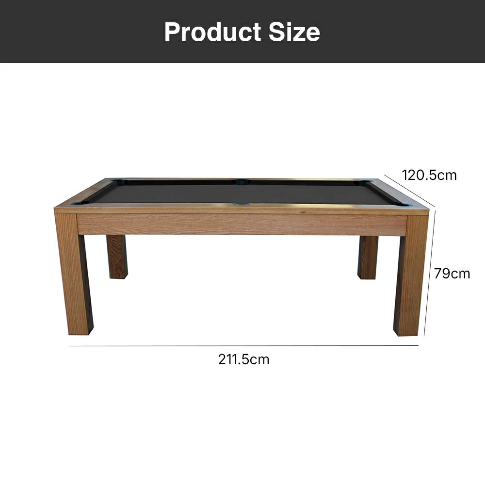 RASSON P4 English Pool Table with Dining Top, Solid Wood, 7ft