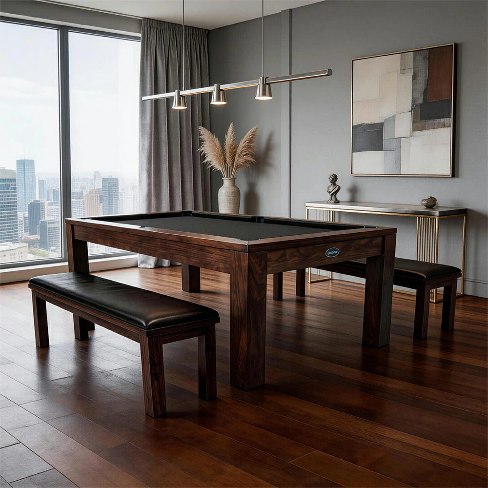 RASSON P4 English Pool Table with Dining Top, Solid Wood, 7ft