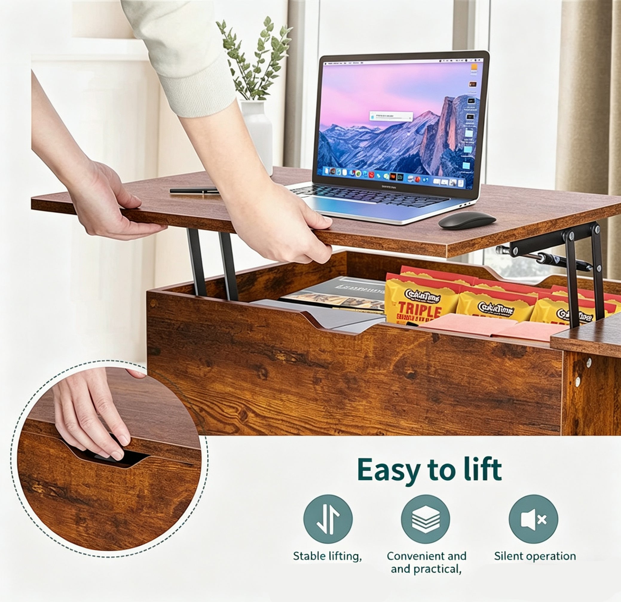 Adjustable Height Lift-top Coffee Table