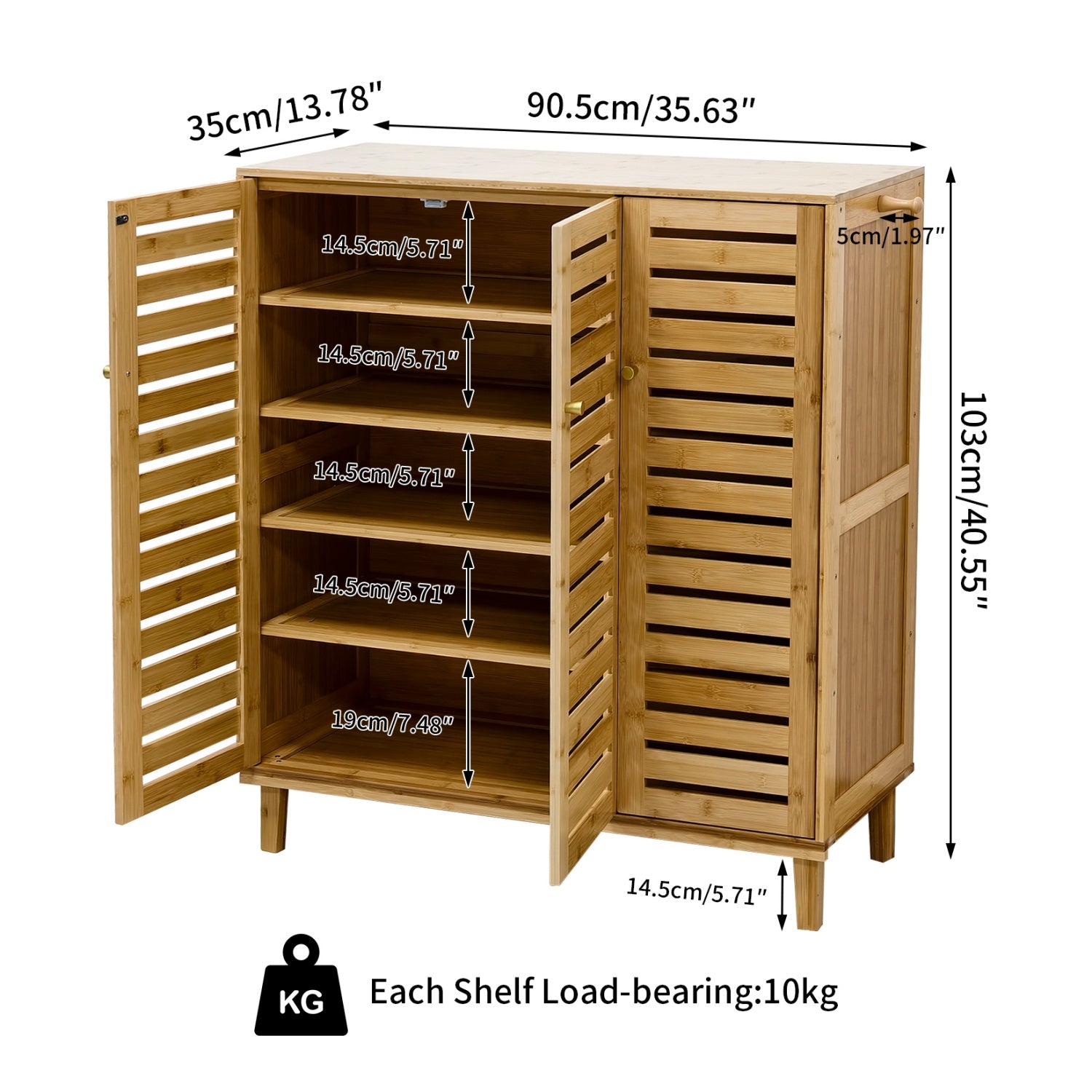 5 Tier Natural Wood Shoe Storage Cabinet Organizer Wooden Shoes Rack