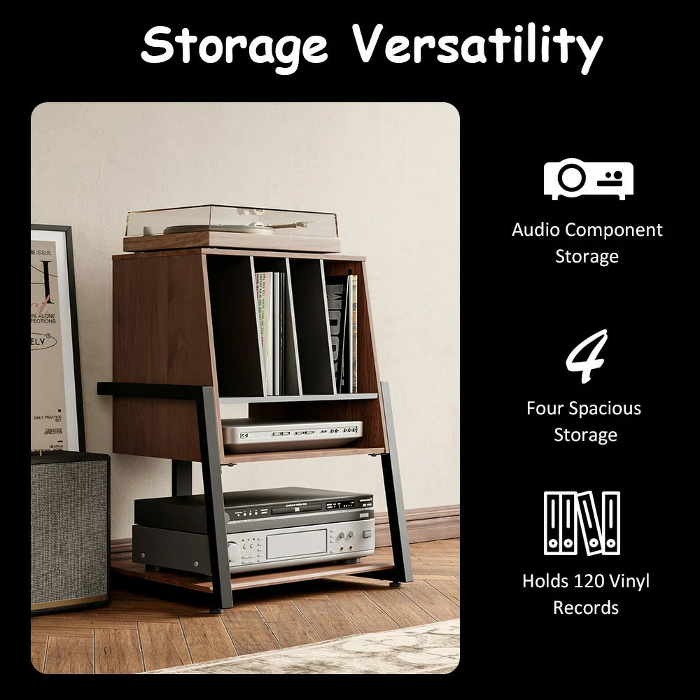 FITUEYES Vinyl Record Cabinet 78cm Audio Rack with 120 Record Storage