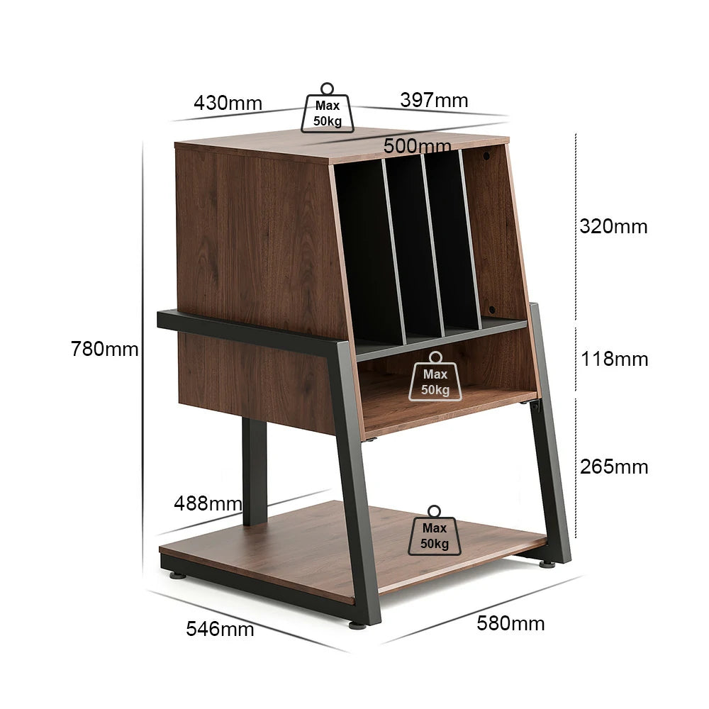 FITUEYES Vinyl Record Cabinet 78cm Audio Rack with 120 Record Storage