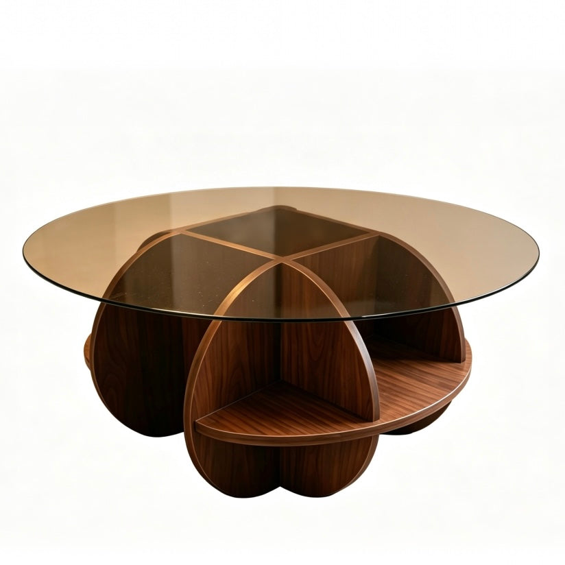 Round Glass Top Coffee Table- Luxury Creative Round Small Coffee Table