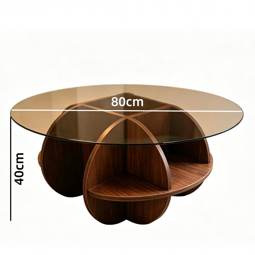 Round Glass Top Coffee Table- Luxury Creative Round Small Coffee Table