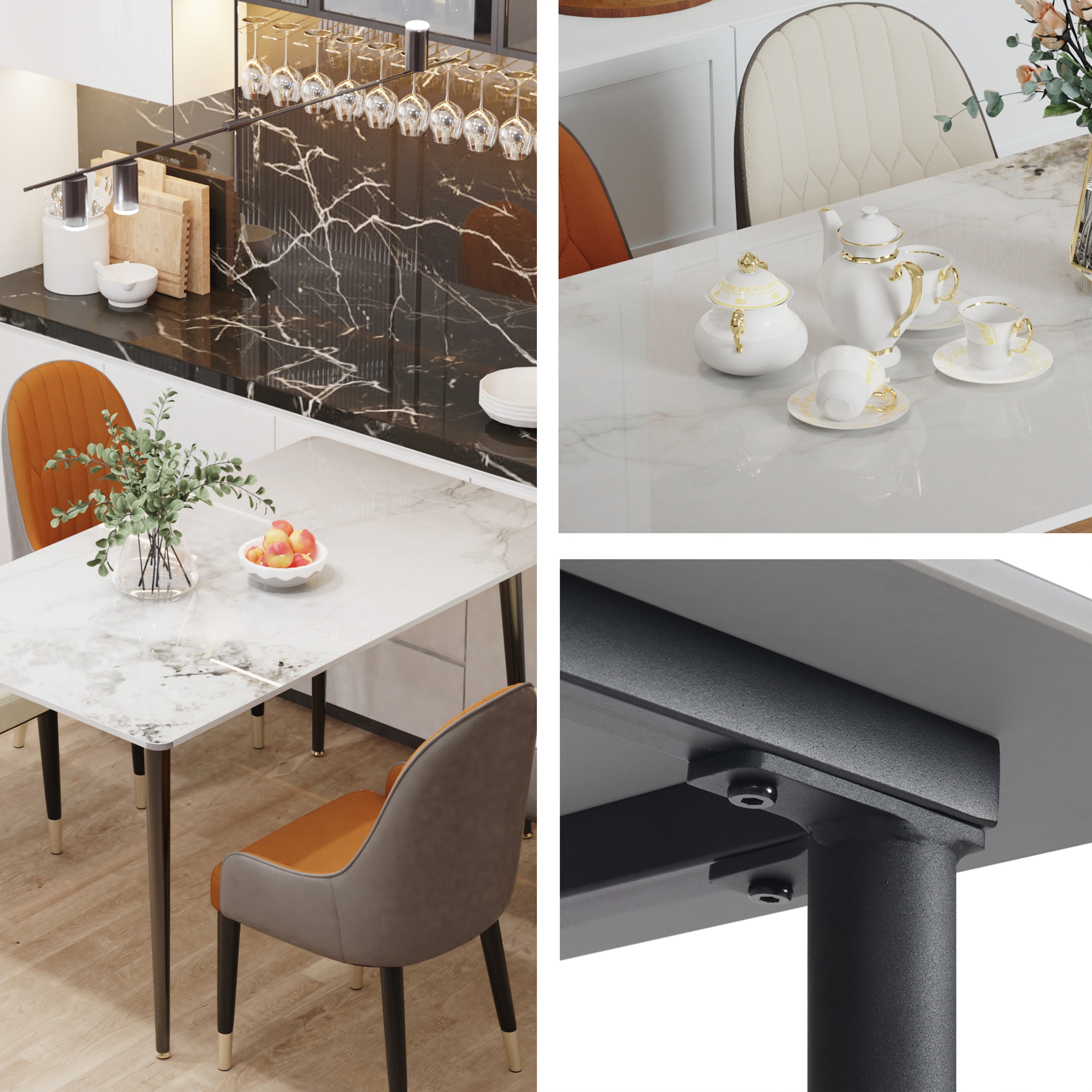 120CM Length Dining Kitchen Table for 4-6 People Sintered Stone Top