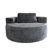 Modern Lazy Sofa with 3 Backrest Pillows, Corduroy, Round, Grey