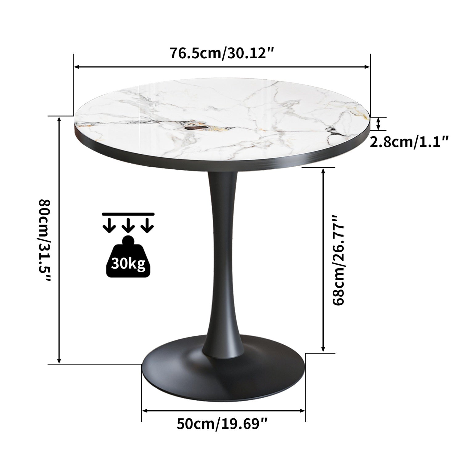 80cm Tall Leisure Round Dining Table Furniture Coffee Table 2-3 People
