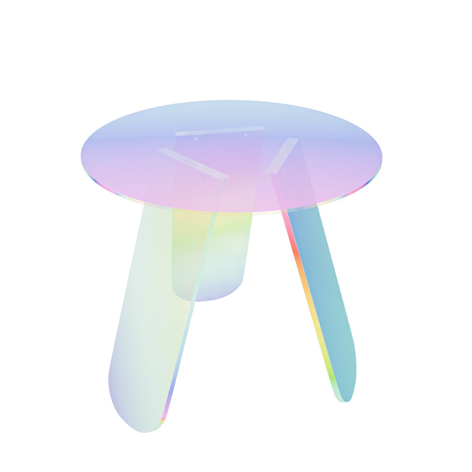 Clear Acrylic End Table Round Side Table Triangular Base Living Room