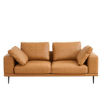 Modern Deep-Seated Sofa, Two-seater, Faux Leather, Brown